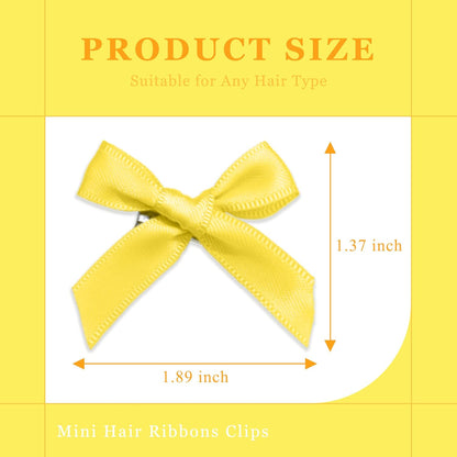 30PCS Yellow Hair Bows Cute Small Hair Bows Satin Bowknot Hair Clips Y2K Hair Accessories for Girls