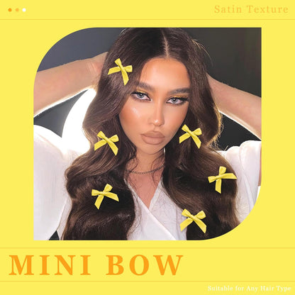 30PCS Yellow Hair Bows Cute Small Hair Bows Satin Bowknot Hair Clips Y2K Hair Accessories for Girls