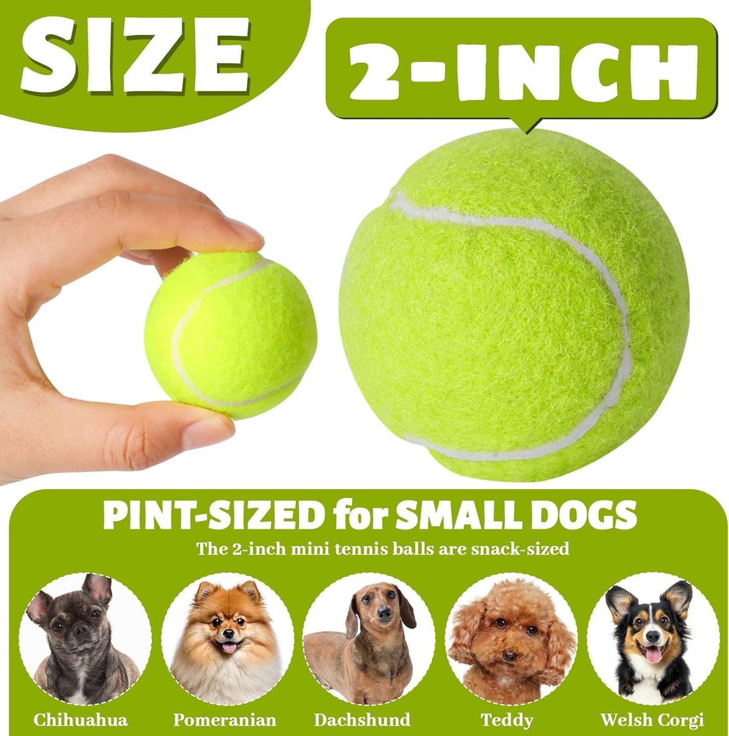 20 Pack Tennis Balls for Dogs, 2 inch Dog Toy Ball with Mesh Bag, Small Tennis Balls Pet Dog Playing Ball for Pet Puppy (Yellow)