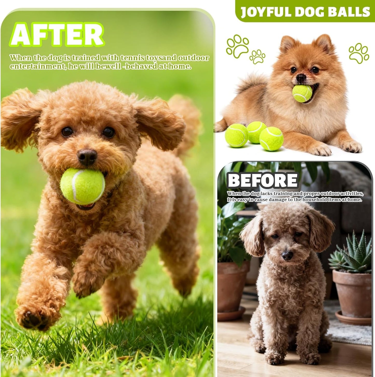 20 Pack Tennis Balls for Dogs, 2 inch Dog Toy Ball with Mesh Bag, Small Tennis Balls Pet Dog Playing Ball for Pet Puppy (Yellow)