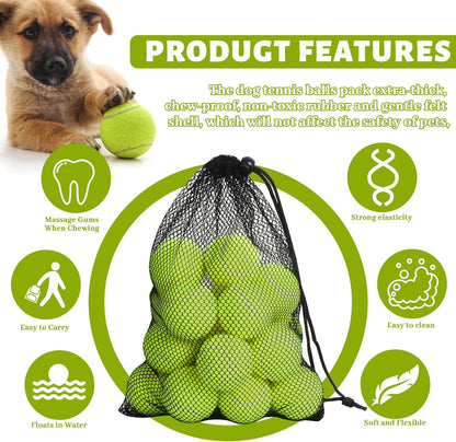20 Pack Tennis Balls for Dogs, 2 inch Dog Toy Ball with Mesh Bag, Small Tennis Balls Pet Dog Playing Ball for Pet Puppy (Yellow)
