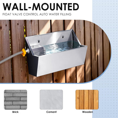 Automatic Water Dispenser for Large Dogs, 2.1 Gallon Stainless Steel Auto Water Bowl Self Filling, Waterer Feeder for Outdoor Animals Drinking, Chicken Livestock (Drainage Hole)