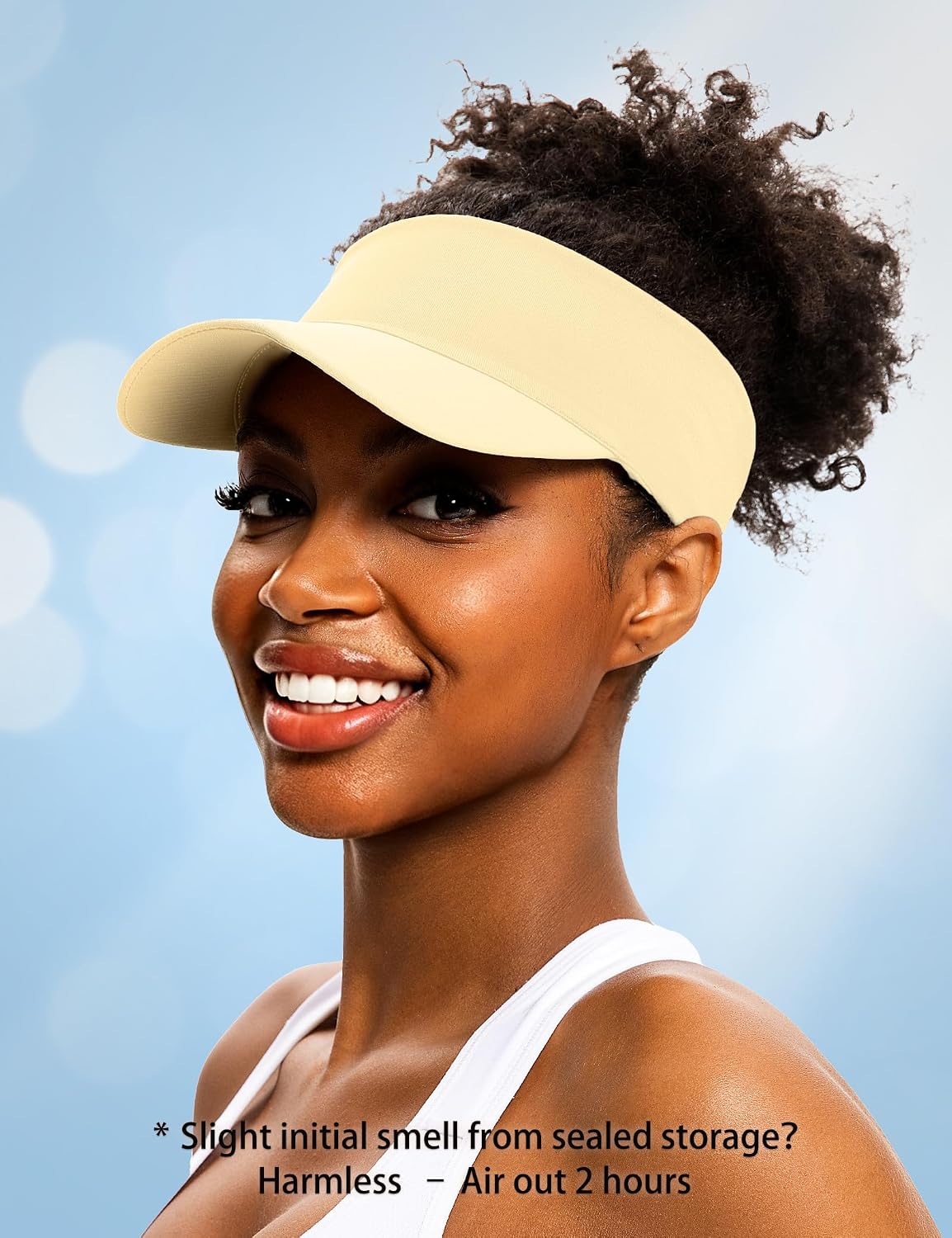Cooling Sun Visor Hat Women Men, Elastic Headband UV Protection | 1.2oz Packable Golf Fishing Running Tennis Cap, Wet to Instant Cool Sweat Wicking Headband, Stretch Fits 21.6-23" Head