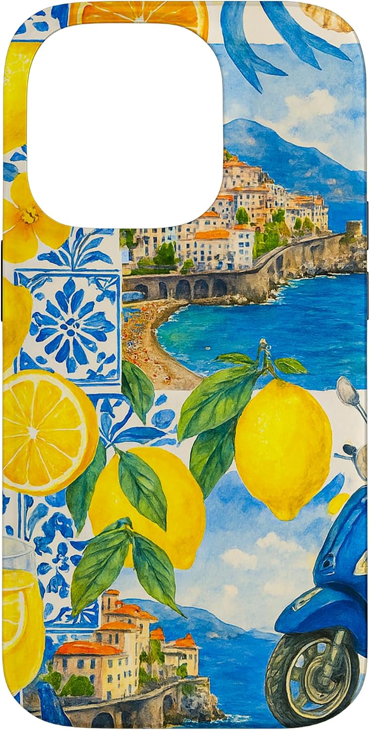 Majolica Tiles Amalfi Lemons Mediterranean Lemon Case Case for iPhone 14 Pro