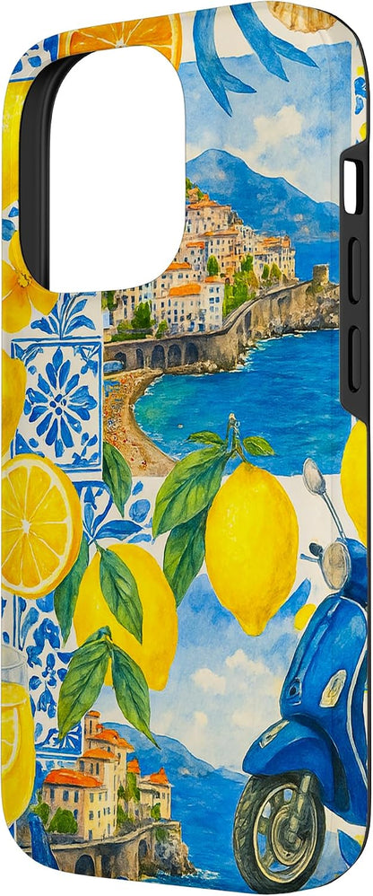 Majolica Tiles Amalfi Lemons Mediterranean Lemon Case Case for iPhone 14 Pro