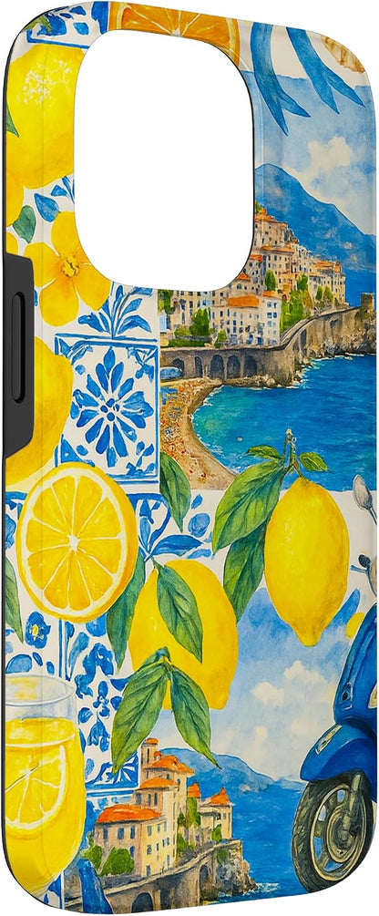 Majolica Tiles Amalfi Lemons Mediterranean Lemon Case Case for iPhone 14 Pro