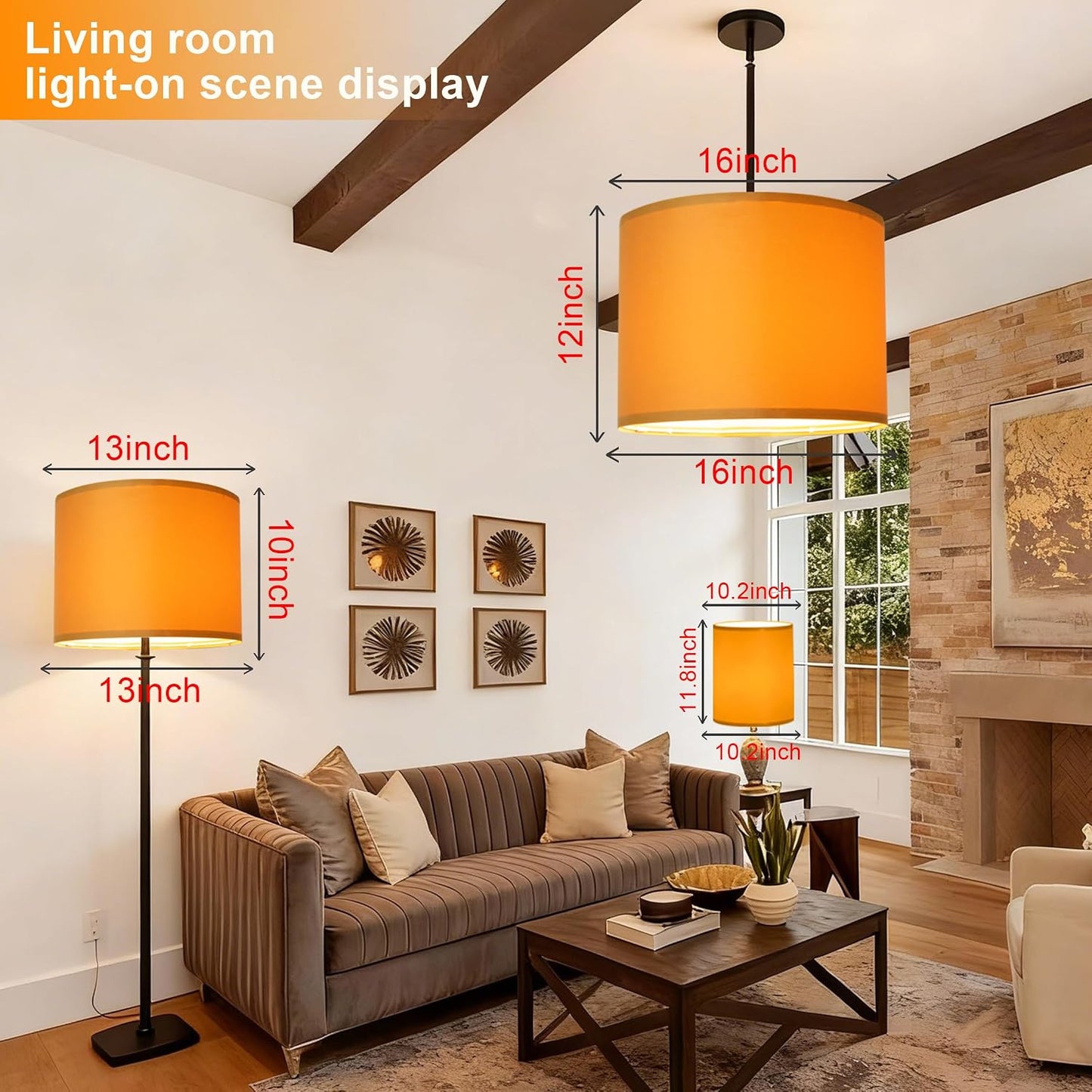 Yellow Velvet Lamp Shades Set of 2,Small Drum Fabric Lamp Shade,Cover for Table Lamp,Floor Lamp,Living Room,10.2 inches x 10.2 inches x 11.8inches,With Three Converters,Need To ssemble