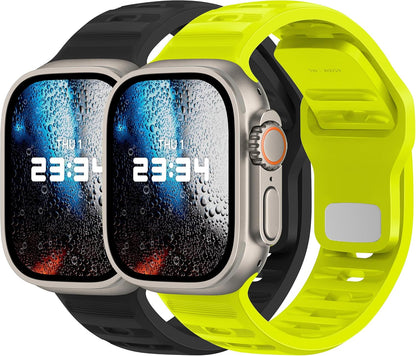 UC2 Band for Apple Watch Bands Women Men Se Ultra 2 40mm 44mm 46mm 42mm 45mm 41mm 38mm 49mm Series 11 10 9 8 7 6 5 4 3 iWatch Sport Strap Silicone Black_Fluorescent Yellow