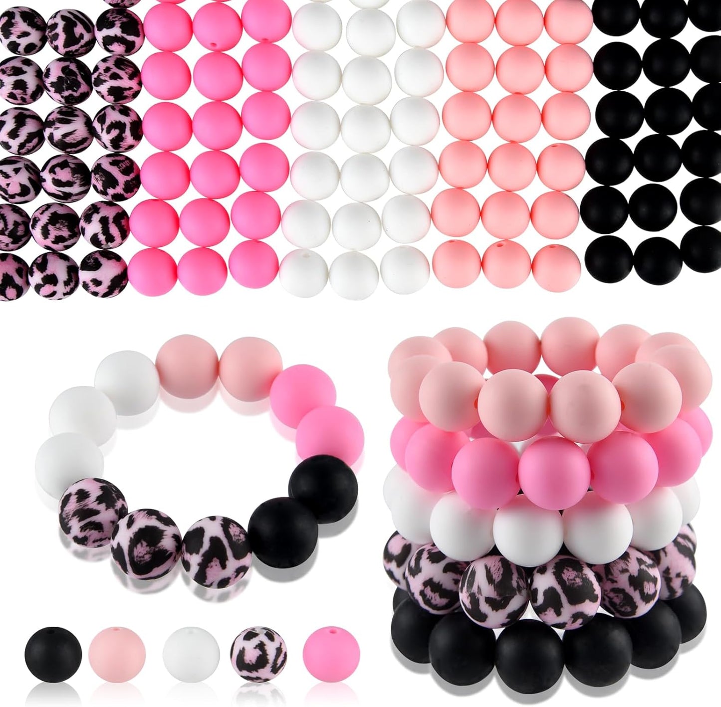 100 Pcs 15mm Silicone Beads for Keychain Making, Browm Yellow Beads Bulk Round Beads for Bracelets Crafts Beadable Pens Decorations Jewelry Making Party Favors Supplies