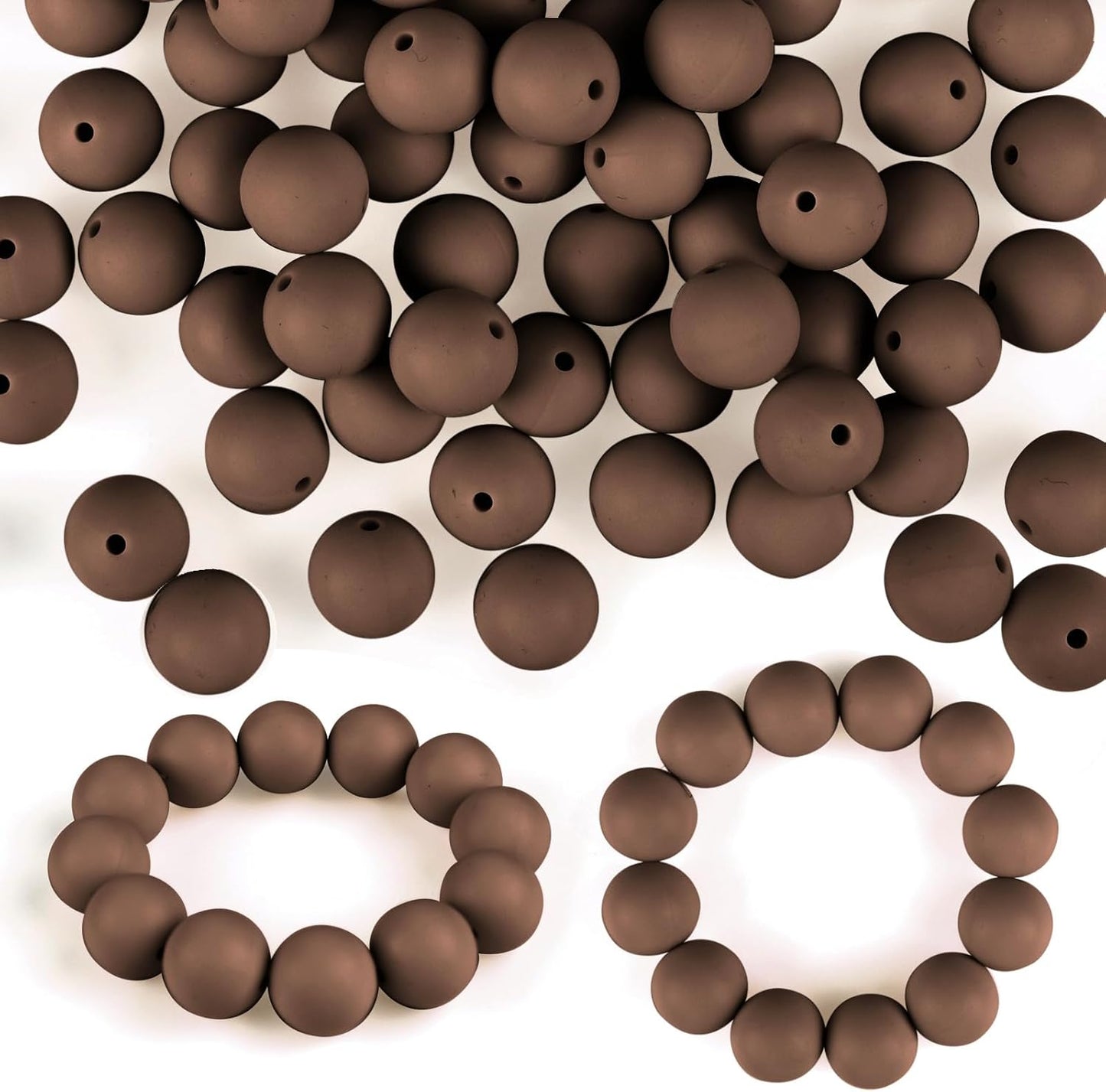 100 Pcs 15mm Silicone Beads for Keychain Making, Browm Yellow Beads Bulk Round Beads for Bracelets Crafts Beadable Pens Decorations Jewelry Making Party Favors Supplies