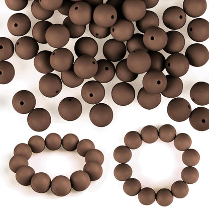 100 Pcs 15mm Silicone Beads for Keychain Making, Browm Yellow Beads Bulk Round Beads for Bracelets Crafts Beadable Pens Decorations Jewelry Making Party Favors Supplies