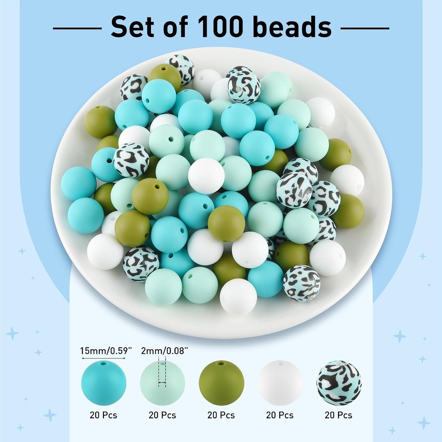 100 Pcs 15mm Silicone Beads for Keychain Making, Browm Yellow Beads Bulk Round Beads for Bracelets Crafts Beadable Pens Decorations Jewelry Making Party Favors Supplies