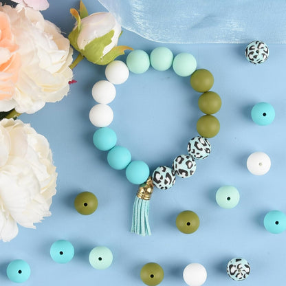 100 Pcs 15mm Silicone Beads for Keychain Making, Browm Yellow Beads Bulk Round Beads for Bracelets Crafts Beadable Pens Decorations Jewelry Making Party Favors Supplies