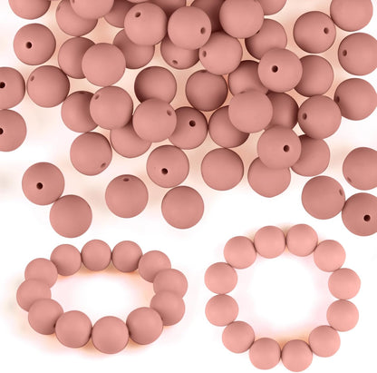 100 Pcs 15mm Silicone Beads for Keychain Making, Browm Yellow Beads Bulk Round Beads for Bracelets Crafts Beadable Pens Decorations Jewelry Making Party Favors Supplies