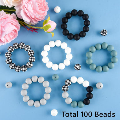100 Pcs 15mm Silicone Beads for Keychain Making, Browm Yellow Beads Bulk Round Beads for Bracelets Crafts Beadable Pens Decorations Jewelry Making Party Favors Supplies
