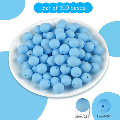 100 Pcs 15mm Silicone Beads for Keychain Making, Browm Yellow Beads Bulk Round Beads for Bracelets Crafts Beadable Pens Decorations Jewelry Making Party Favors Supplies