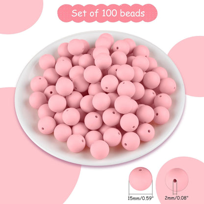 100 Pcs 15mm Silicone Beads for Keychain Making, Browm Yellow Beads Bulk Round Beads for Bracelets Crafts Beadable Pens Decorations Jewelry Making Party Favors Supplies