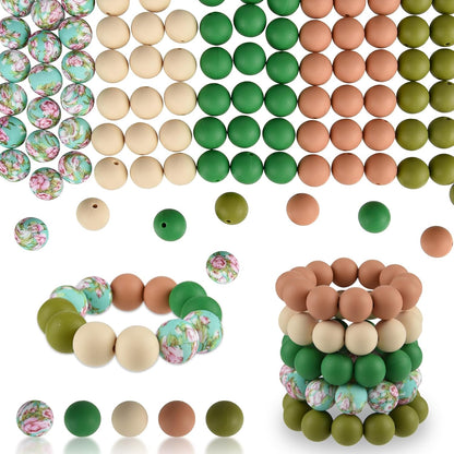 100 Pcs 15mm Silicone Beads for Keychain Making, Browm Yellow Beads Bulk Round Beads for Bracelets Crafts Beadable Pens Decorations Jewelry Making Party Favors Supplies