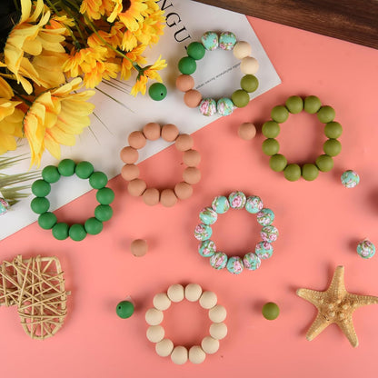 100 Pcs 15mm Silicone Beads for Keychain Making, Browm Yellow Beads Bulk Round Beads for Bracelets Crafts Beadable Pens Decorations Jewelry Making Party Favors Supplies