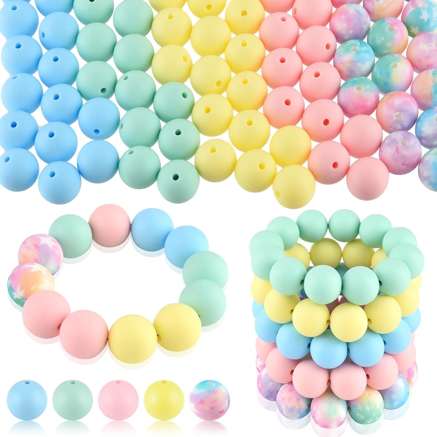 100 Pcs 15mm Silicone Beads for Keychain Making, Browm Yellow Beads Bulk Round Beads for Bracelets Crafts Beadable Pens Decorations Jewelry Making Party Favors Supplies