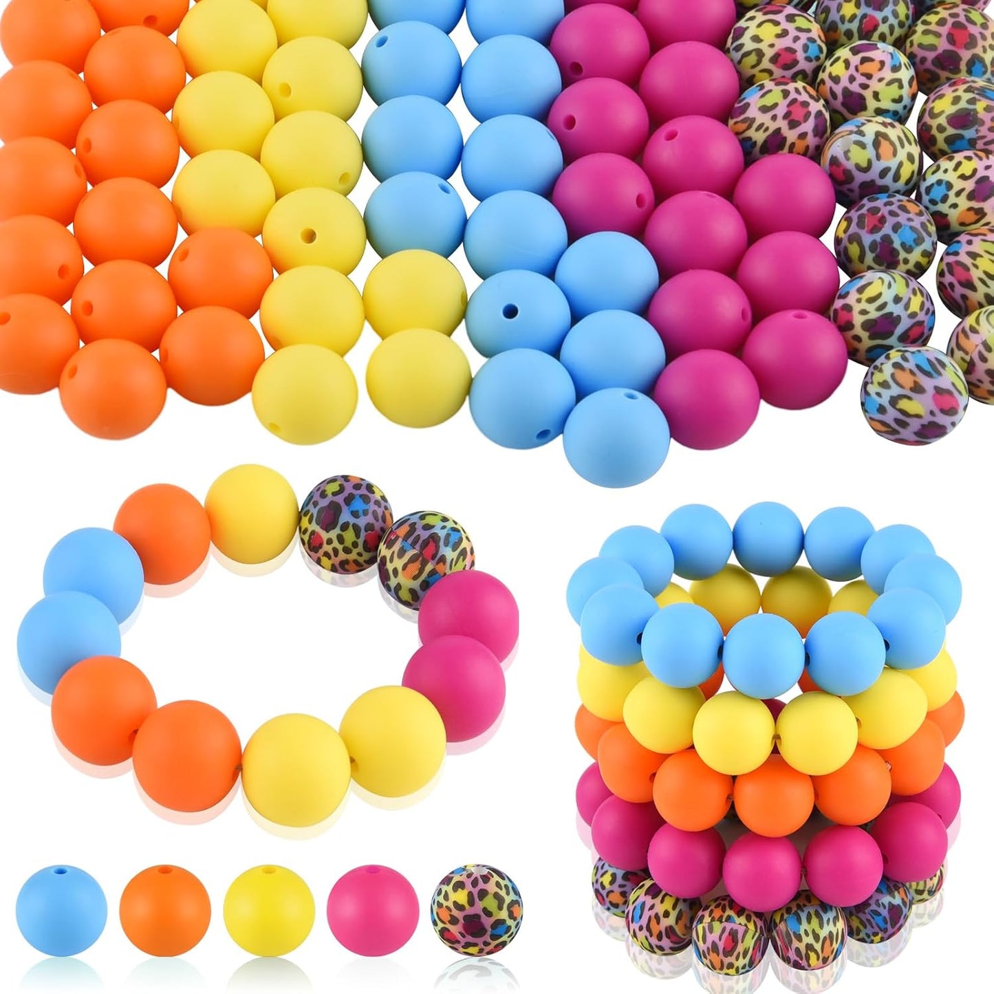 100 Pcs 15mm Silicone Beads for Keychain Making, Browm Yellow Beads Bulk Round Beads for Bracelets Crafts Beadable Pens Decorations Jewelry Making Party Favors Supplies