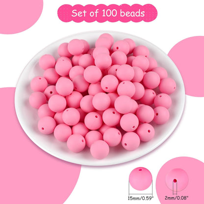 100 Pcs 15mm Silicone Beads for Keychain Making, Browm Yellow Beads Bulk Round Beads for Bracelets Crafts Beadable Pens Decorations Jewelry Making Party Favors Supplies