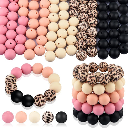 100 Pcs 15mm Silicone Beads for Keychain Making, Browm Yellow Beads Bulk Round Beads for Bracelets Crafts Beadable Pens Decorations Jewelry Making Party Favors Supplies