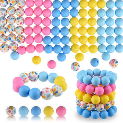 100 Pcs 15mm Silicone Beads for Keychain Making, Browm Yellow Beads Bulk Round Beads for Bracelets Crafts Beadable Pens Decorations Jewelry Making Party Favors Supplies
