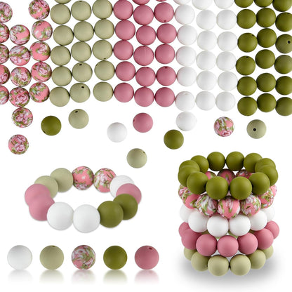 100 Pcs 15mm Silicone Beads for Keychain Making, Browm Yellow Beads Bulk Round Beads for Bracelets Crafts Beadable Pens Decorations Jewelry Making Party Favors Supplies