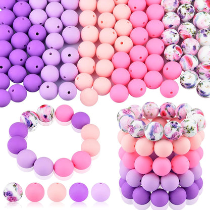 100 Pcs 15mm Silicone Beads for Keychain Making, Browm Yellow Beads Bulk Round Beads for Bracelets Crafts Beadable Pens Decorations Jewelry Making Party Favors Supplies