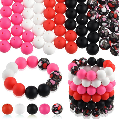 100 Pcs 15mm Silicone Beads for Keychain Making, Browm Yellow Beads Bulk Round Beads for Bracelets Crafts Beadable Pens Decorations Jewelry Making Party Favors Supplies