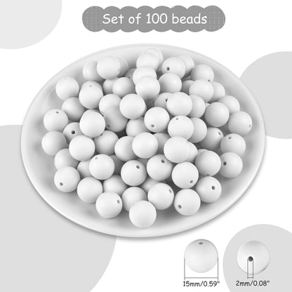 100 Pcs 15mm Silicone Beads for Keychain Making, Browm Yellow Beads Bulk Round Beads for Bracelets Crafts Beadable Pens Decorations Jewelry Making Party Favors Supplies