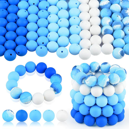 100 Pcs 15mm Silicone Beads for Keychain Making, Browm Yellow Beads Bulk Round Beads for Bracelets Crafts Beadable Pens Decorations Jewelry Making Party Favors Supplies