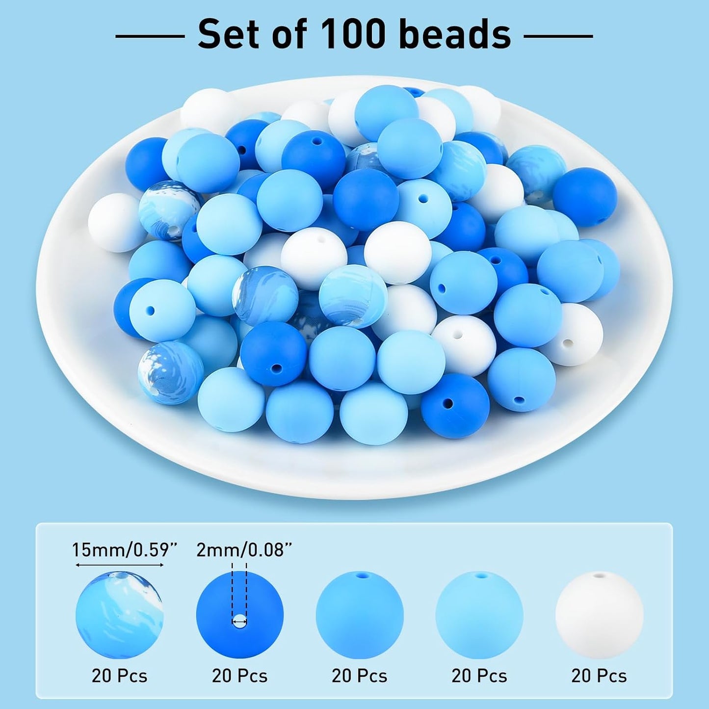100 Pcs 15mm Silicone Beads for Keychain Making, Browm Yellow Beads Bulk Round Beads for Bracelets Crafts Beadable Pens Decorations Jewelry Making Party Favors Supplies
