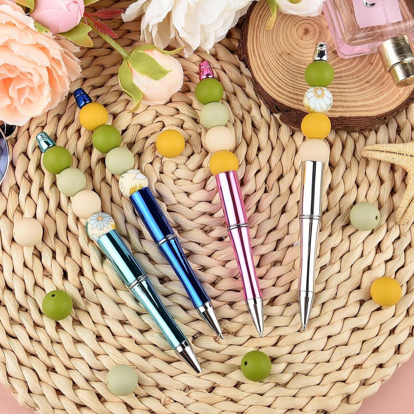 100 Pcs 15mm Silicone Beads for Keychain Making, Browm Yellow Beads Bulk Round Beads for Bracelets Crafts Beadable Pens Decorations Jewelry Making Party Favors Supplies