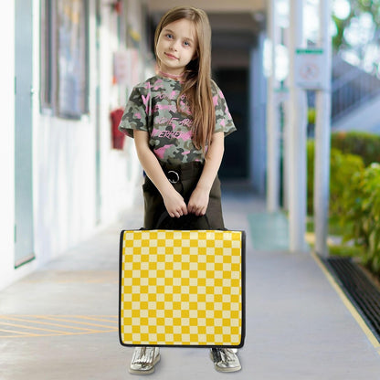 Checkered Yellow Zipper Binder 3 Ring 1.5 Inch School Binder Organizer with Shoulder Strap Handle File Folder Pockets Large Capacity Students Girl Boy Men Office Work