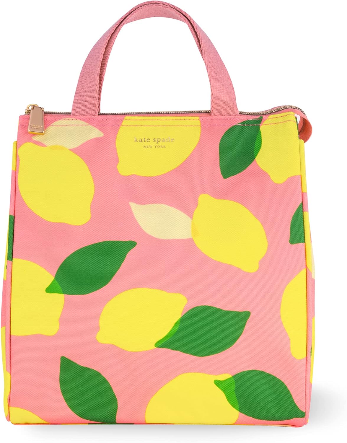 Insulated Lunch Tote, Lemon Toss | Cute Insulated Soft Cooler Bag, Adult Lunch Box with Silver Thermal Interior Lining and Mesh Storage Pocket