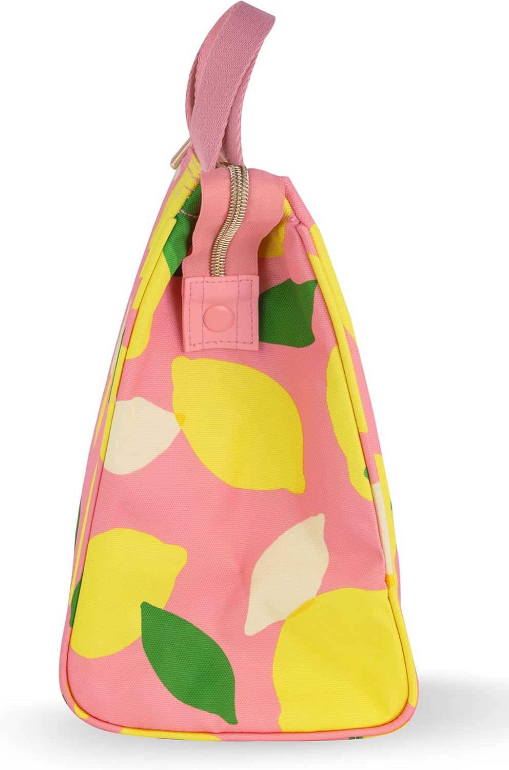 Insulated Lunch Tote, Lemon Toss | Cute Insulated Soft Cooler Bag, Adult Lunch Box with Silver Thermal Interior Lining and Mesh Storage Pocket