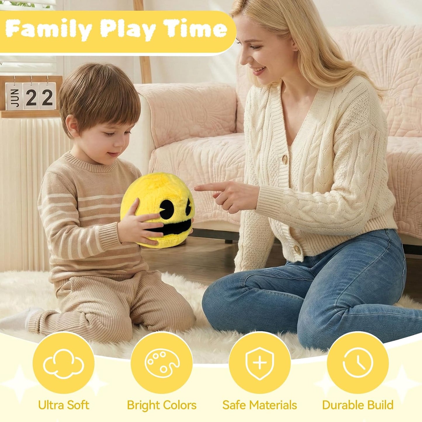 6" pacn Game Man Plush Toys Yellow Portable Plush Stuffed Toy Ghost Stuffed Animal Suitable for Party Decoration Suitable for Festivals/Birthday Gifts