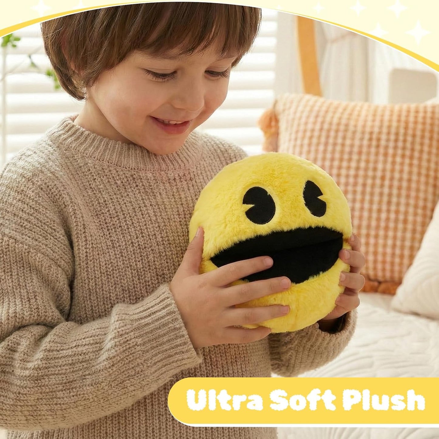 6" pacn Game Man Plush Toys Yellow Portable Plush Stuffed Toy Ghost Stuffed Animal Suitable for Party Decoration Suitable for Festivals/Birthday Gifts