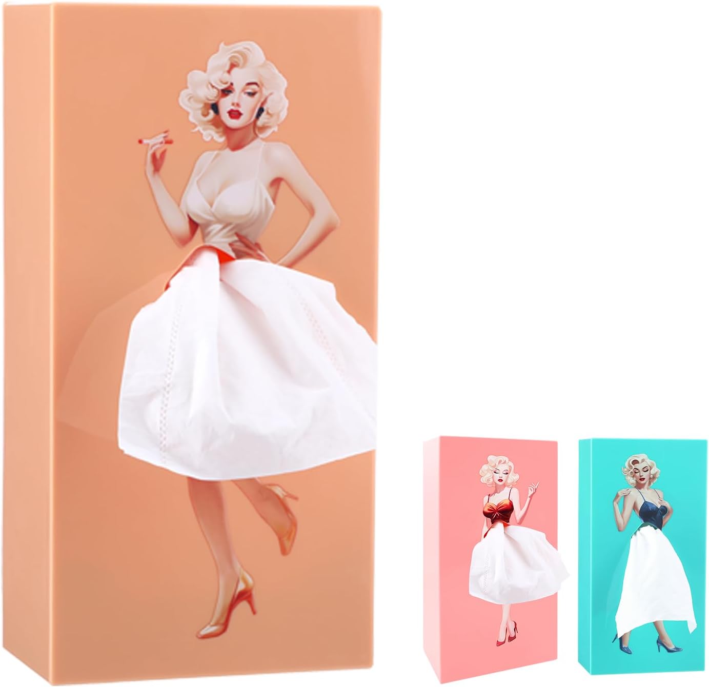 Lady Skirt Tissue Box Cover,4.6" Thickened Funny Tissue Box Cover,Funky Home Decor,Office Decor for Women,Creative Napkin Holders for Family Bathrooms,Living Rooms,Bedrooms and Cars(Yellow)