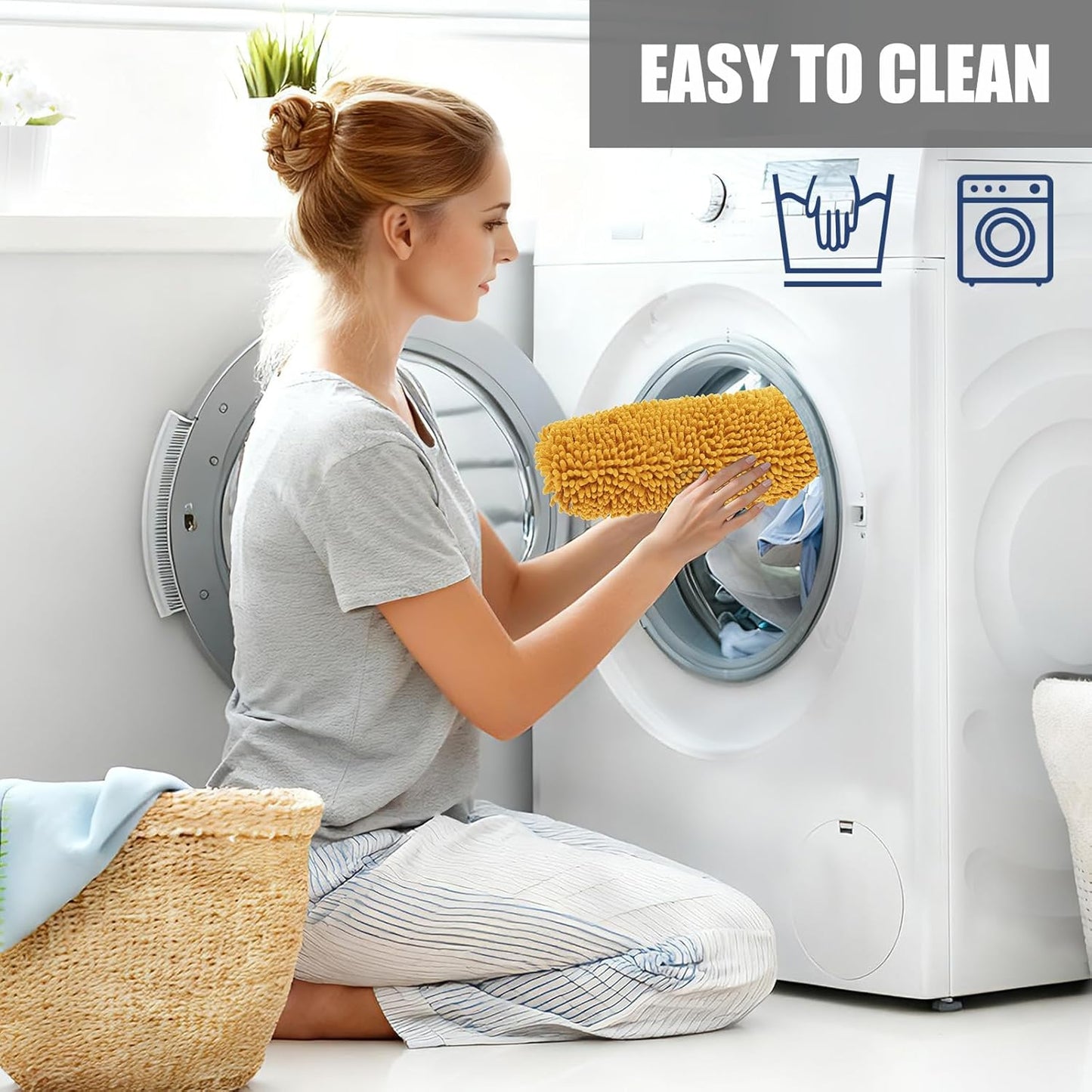 Soft Chenille Toilet Lid Cover 19.5L x 18.5W Machine Washable Toilet Seat Cover Adjustable Rubber Backing Fits Most Round Elongated and Oblong Lids
