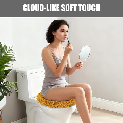 Soft Chenille Toilet Lid Cover 19.5L x 18.5W Machine Washable Toilet Seat Cover Adjustable Rubber Backing Fits Most Round Elongated and Oblong Lids