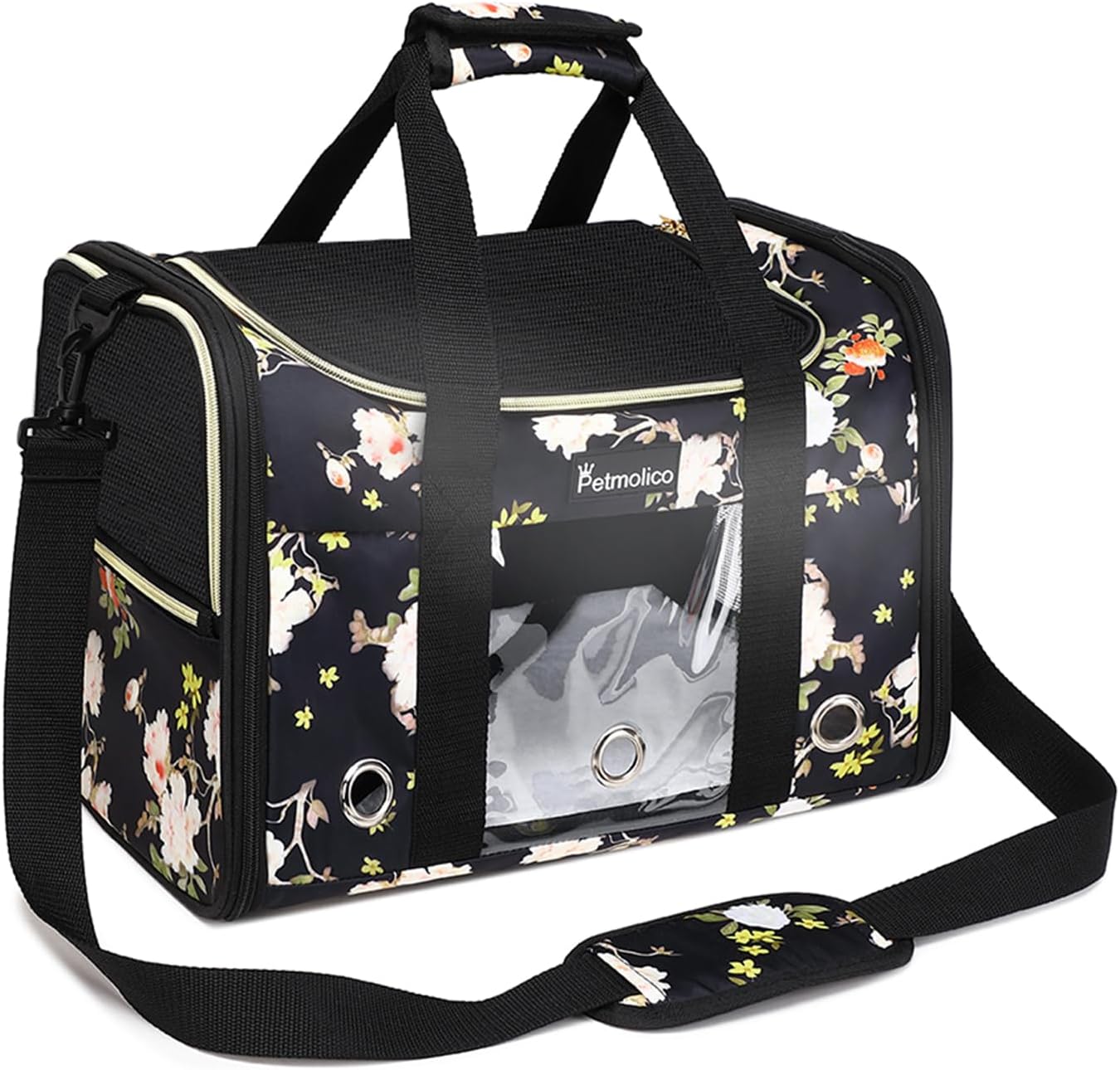 Cat Carrier Soft-Sided Pet Bag for Small Medium Cats Puppies 16LBs - Airline Approved Pet Travel Carrier 3 Open Doors (Medium,Mixed Yellow)