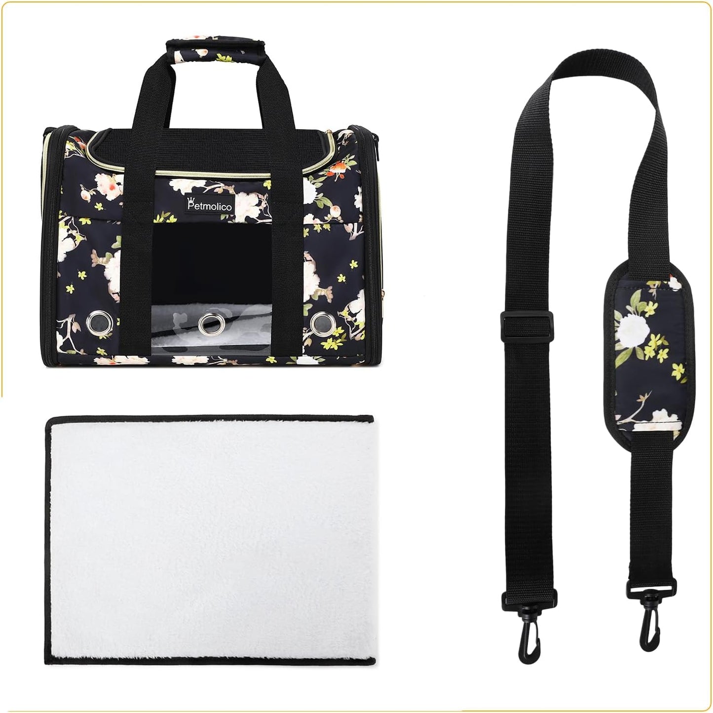 Cat Carrier Soft-Sided Pet Bag for Small Medium Cats Puppies 16LBs - Airline Approved Pet Travel Carrier 3 Open Doors (Medium,Mixed Yellow)
