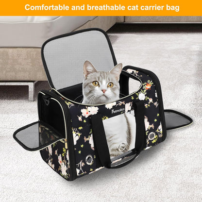 Cat Carrier Soft-Sided Pet Bag for Small Medium Cats Puppies 16LBs - Airline Approved Pet Travel Carrier 3 Open Doors (Medium,Mixed Yellow)