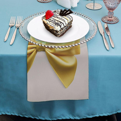 Yellow Christmas Bow Cloth Napkins Set of 6, Square Premium Reusable Washable Polyester Table Linen Napkin for Dinner Party