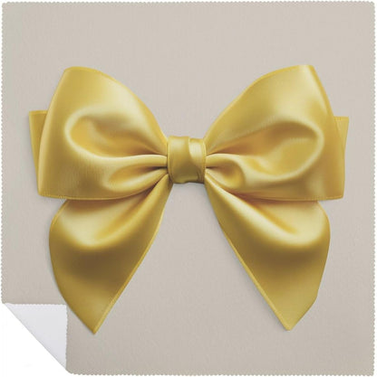 Yellow Christmas Bow Cloth Napkins Set of 6, Square Premium Reusable Washable Polyester Table Linen Napkin for Dinner Party