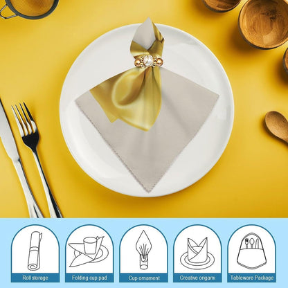 Yellow Christmas Bow Cloth Napkins Set of 6, Square Premium Reusable Washable Polyester Table Linen Napkin for Dinner Party