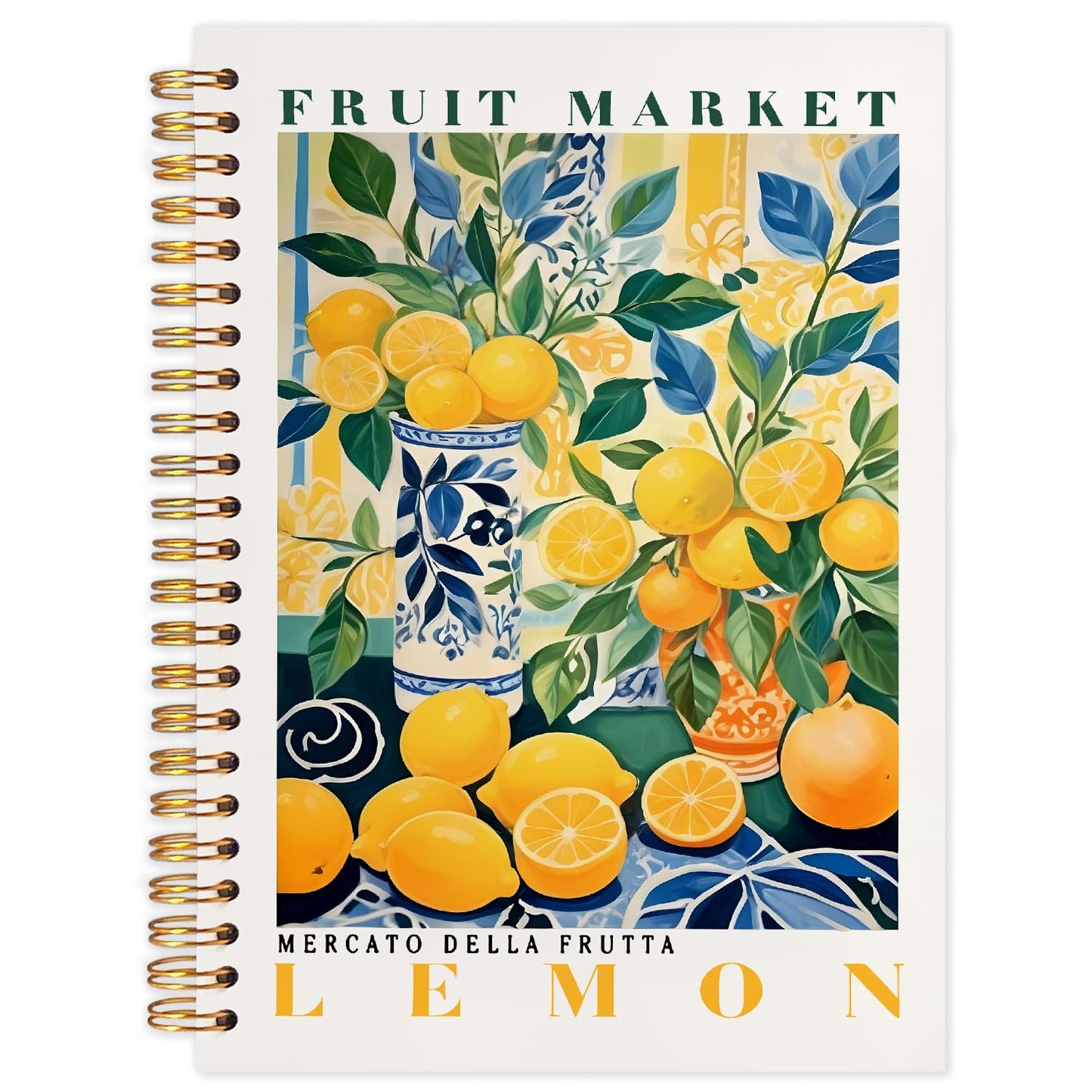 Likjad Summer Lemon Spiral Notebook Journal 5.5x8.3, Lemon Themed Gifts for Women Journals for Writing, Fruit Lover Gift Hardcover Notebooks for Note Taking